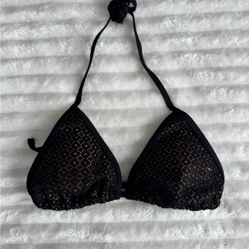 Black + Tan Cutout Bikini Top